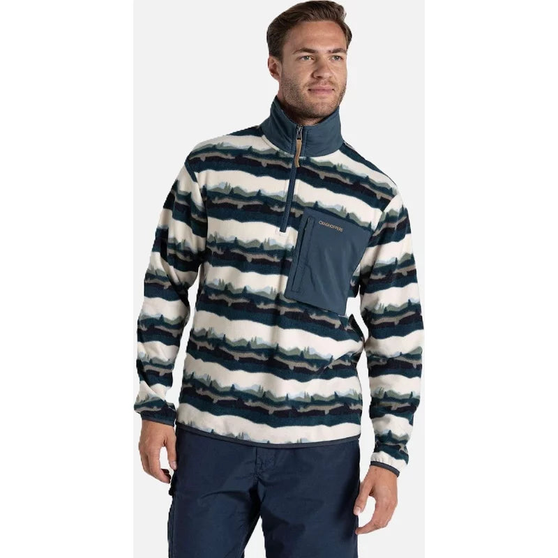 Men's Craghoppers Mens Losehill Half Zip Fleece - Tranquil Blue Print - Size: 2XL