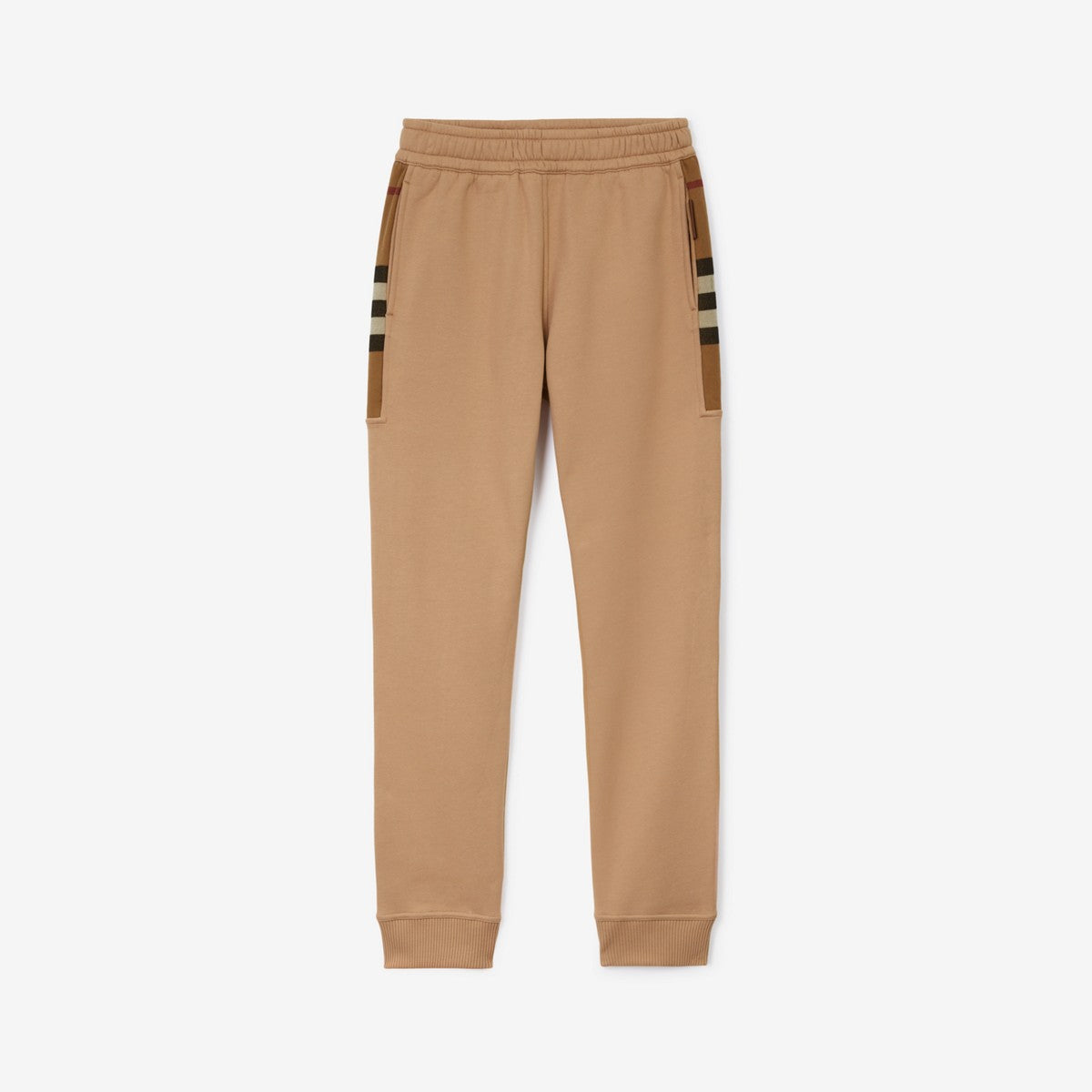 Burberry Check Panel Cotton Blend Jogging Pants
