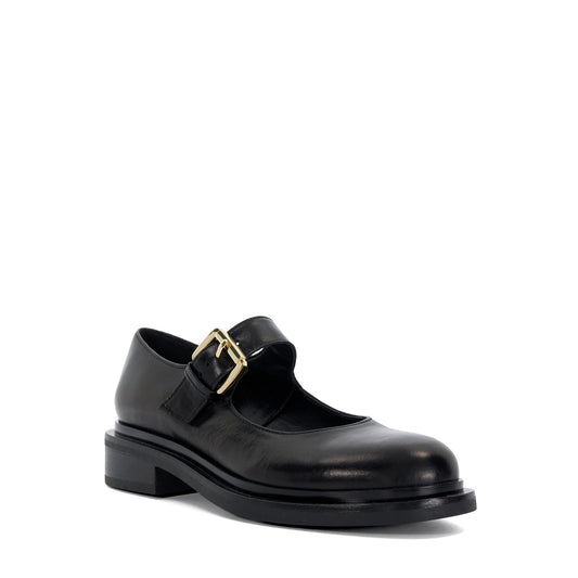 Dune Huckle Leather Low Heel Mary Janes