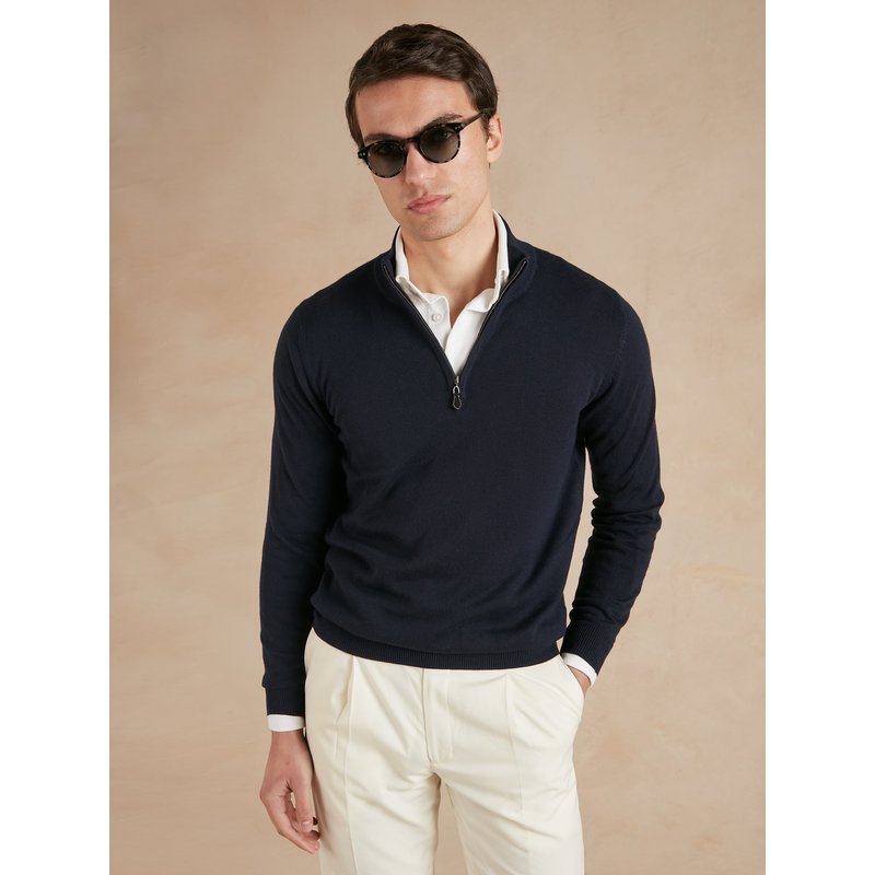 Oliver Brown Quarter-Zip Jumper - Navy