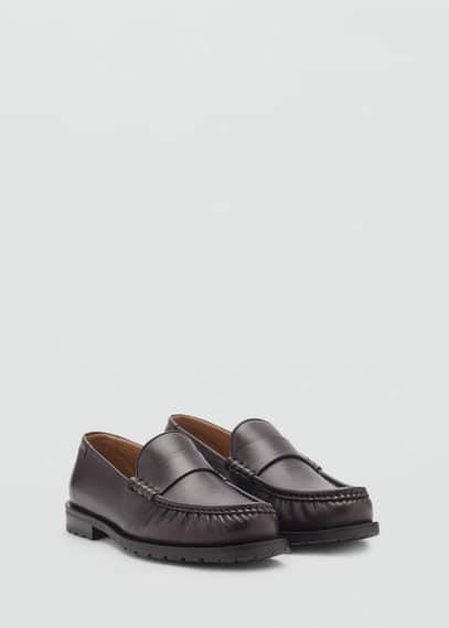 Mango Leather loafers brown - Man -