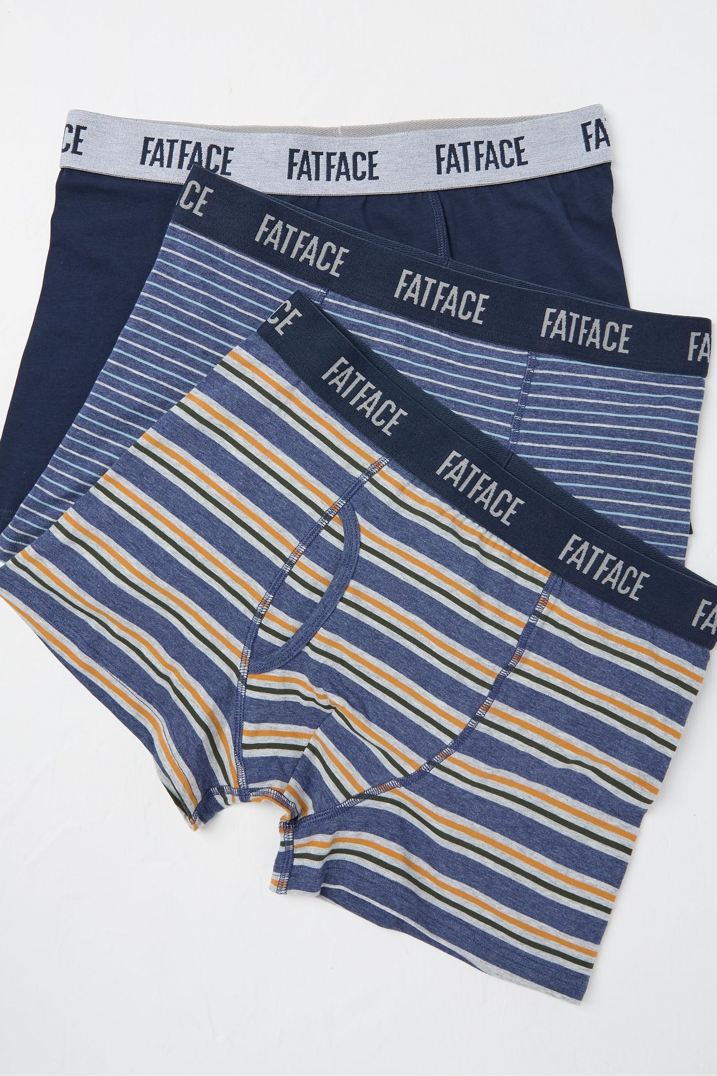 Fat Face Navy Blue Stripe Classic Boxers 3 Pack
