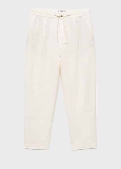 Mango Slim-fit trousers with drawstring white - Man -