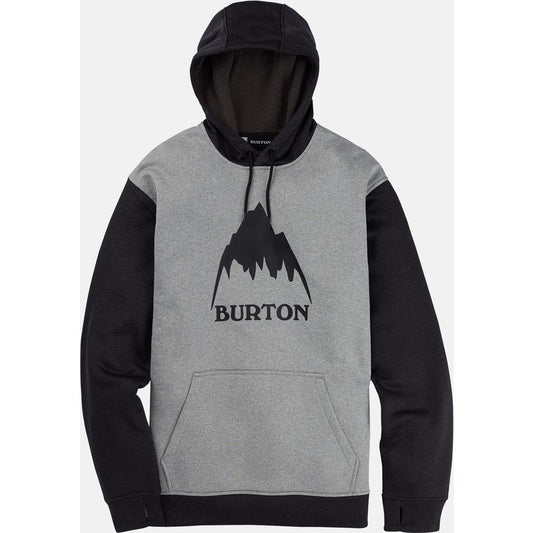Burton Men's Oak Pullover Hoodie, Gray Heather / True Black, L
