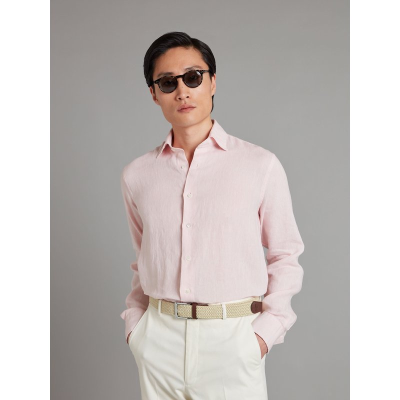 Oliver Brown Amalfi Shirt Linen - Pale Pink